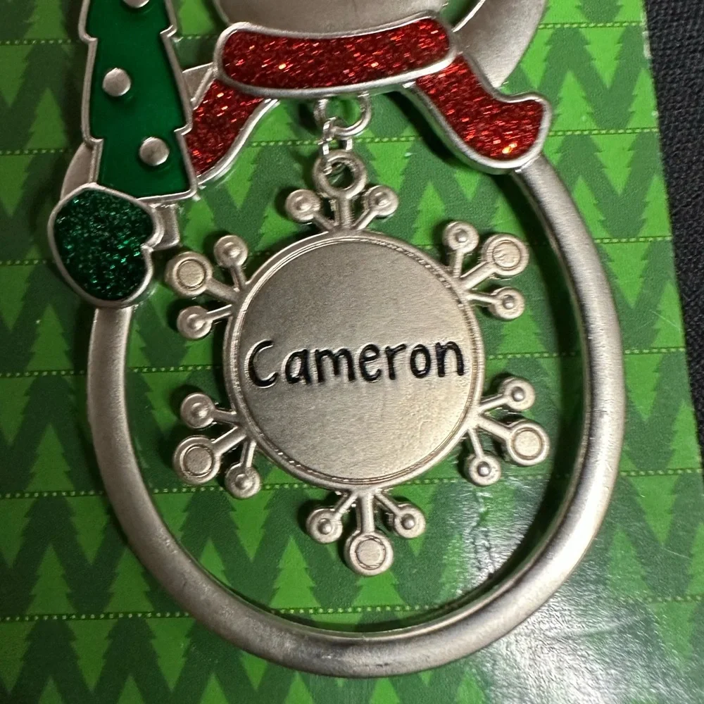 🌸 $3 if bundled CAMERON Engraved Collectible Snowman Christmas Ornament GANZ